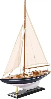 American sloop Model White Handmade Boat Miniature Display 41 cm Tabletop Carved Wooden Table Decoration