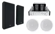 Tube Amplifier Home Theater Receiver+2) JBL Ceiling+2) Black Slim Wall Speakers