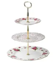 Royal Albert New Country Roses White Vintage 3-Tier Cake Stand NEW