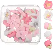 jojofuny 30pcs Cute Blossom Resin Push Pins for Bulletin Board Decorative Thumb Tacks for Cork Board Elegant Flower Design for Office and School Supplies