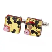GlassOfVenice Murano Glass Venetian Classic Square Cufflinks - Gold Millefiori