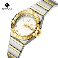 在飛比找蝦皮商城優惠-Wwoor 女士手錶優雅石英不銹鋼時鐘豪華錶帶女士手錶時尚休