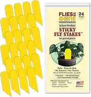 Flies Be Gone 24-Pack Sticky Yellow Fruit Trap Fly Stakes for Fungus Gnats Whiteflies, Thrips, Leaf-Miners, Aphids, Midges & All Flying Plant Insect, 7x2 Inches for Indoor/Outdoor (Sticks, 24 Pack)