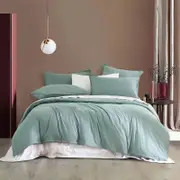 CleverPolly Vintage Washed Microfibre Quilt Cover Set - Seafoam - King