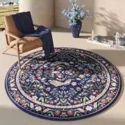Rugcomf Round Rug 6ft Washable Circle Rug Floral Non Slip Low Pile Small Circ...