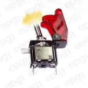 TOGGLE SWITCH AMBER ILLUMINATED ON/OFF SPST 3P w/TRANS RED COVER #662053/665018