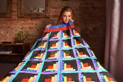 Patchwork Sparkling Diamond Log Cabin FINISHED QUILT - Playful Masculine Look