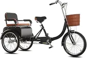 Adult Tricycle 3 Wheels 20 inch,Large Pedal Tricycle with Hidden Storage Box,Elderly Cruiser Trike Bike with Sensitive Brakes,Dual seat Tandem Trike,Cargo and Manned Tricycle