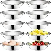 Okllen 10 Pack Small Stainless Steel Bowls, 6 1/2 Inch Wide Kitchen Metal Bowl with Flat Base, 3/4 Quart Prep Bowls for Meal Prep, Cooking, Serving, Baking