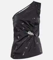 [Jacques Wei] Jacques Wei Printed cutout one-shoulder top AU 14 black
