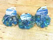 GLASS GEMS DECORATIVE ACCENTS PEBBLES Blue, Green, Clear, 14 oz. (LOT OF 3) NEW
