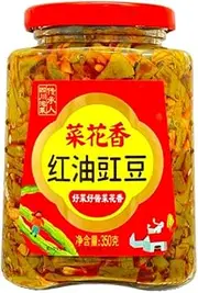菜花香 Pickled Chilli Oil Cowpea Spicy Chinese Side Dish with Red Oil Ready to Eat红油豇豆 350g