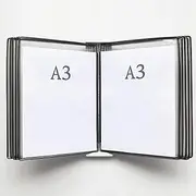 Wall Organiser Board,Catalog Display Rack, Wall Mounted A3 Poster Flip Book Display,Wall-Mounted Loose-Leaf Transparent Page Display Stand 45×33×10CM,G