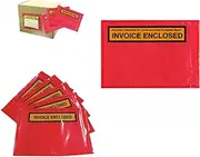 A6 RED Adhesive Invoice Enclosed Sticker Doculope Document Pouch 115mm x 165mm (Pack of 1000)