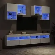 TV Stand Room Living Stands, Entertainment Center, White TV Wall Cabinet Set with LED Lights for Bedroom & Storage Furniture
