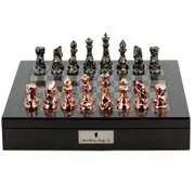 Dal Rossi Italy Diamond Cut Chess Set Copper/Bronze Carbon Fibre Finish 16" Board