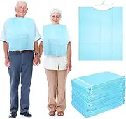TOVINANNA Adult Bibs for Eating, 30Pcs Waterproof Bibs Dining Clothing Protectors Elders Apron Bib Oilproof Senior Feeding Bibs for Men Women Sky-blue