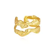 Culturesse Hendrix Sterling Silver Adjustable 2cm Open Ring 18K Gold Plating