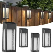 Solar Outdoor Lights, Metal Seeded Glass Solar Fence Lights, Auto On/Off Wate...
