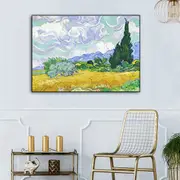 Van Gogh Wheatfield with cypress (single) Canvas Wall Art
