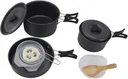 Camping Pots and Pans Set, Camping Pot Camping Cookware with Frying Pan Bowls Soup Scoop Loofah Scrubber Rice Spatula Portable Camping Pots Pans Set for 3 to 4 People