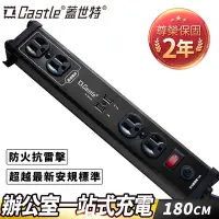 在飛比找Yahoo奇摩購物中心優惠-【Castle 蓋世特】鋁合金電源突波智慧型USB充電插座/