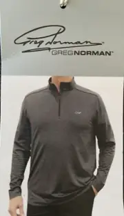 NEW Greg Norman Golf Shirt Mens Black 1/4 Zip Pullover ML75 PlayDry UV Small