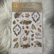 Crafters Square Rub On Transfers Hello Autumn Fall Bids Pumpkins Leaves