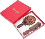1 Set Retro Handheld Mirror Comb Set Embossed Design Compact for Quick Makeup Touch Ups Present for Women Portable Travel Accessory Wine