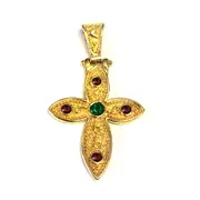 Sterling Silver 18 Karat Gold Overlay Byzantine Style Cross Pendant