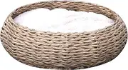 Petpals Hand Made Paper Rope Round Bed for Cat/Dog/Pet Sleep with Pillow, Natural