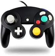TechKen Controller für Gamecube Wii Wired Game Controller Joypad Dual Vibration NGC Gamepad Game Cube Original Controller für Gamecube GC Spiele (Black)