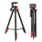 Zomei T70 Portable Tripod with Phone Clip and Bluetooth Remote Black Red 54.3 in