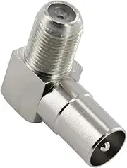 F-Type Female to PAL Male RF Aerial Antenna Plug Right Angle Connector Adaptor