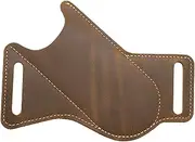 uxcell Knife Sheath 6.14" x 4.61" Genuine Leather Carry Folding Knife Sheath for Outdoor Climbing Camping Cycling and Hiking, Brown