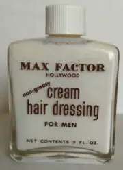 Vintage Collectible Max Factor Hollywood Non Greasy Cream Hair Dressing For Men