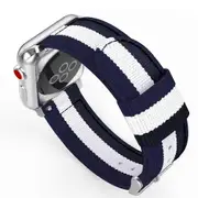 Strap Compatible with Applicable Apple Stripe Nylon Braided Watch Band-42mm Blue and White