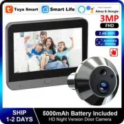 Smart Life Tuya 3MP 140° Wide View Angle 2.4Ghz WiFi Door Camera Battery Powered