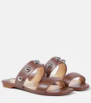[Christian Louboutin] Christian Louboutin Simple Bille embellished leather sandals AU 5 brown