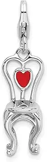 [JewelryWeb] 925 Sterling Silver Solid Polished Fancy Lobster Closure 3 D Enameled Chair with Love Heart With-Lobster Clasp Charm Pendant Necklace 31x9mm
