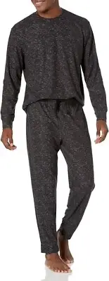 Nautica Mens 2Pc. Relaxed-Fit Waffle-Knit T-Shirt & Pajama Pants Set Charcoal-M