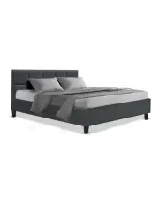 [Artiss] Tino Fabric Bed Frame Queen Size In Charcoal
