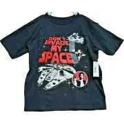 Star Wars Kids 7 Black Dont Invade My Space Mad Engine Short Sleeve T-Shirt New