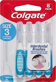 Colgate Interdental Brushes, 8 Pack, Soft Bristles, Size 3 for Medium Tooth Gaps