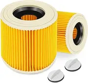 Filter Cartridges Pack of 2 for Kärcher Premium WD3 WD2 MV2 MV3 WD 3P, WD 3.200, WD 3.500 P, SE 4001, SE 4002, A2054, A2004, A2254, A2604, Vacuum Cleaner Filter 6.414-552.0, 6.411 4-772 .0,