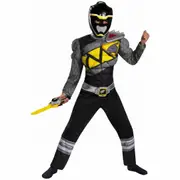 Black Ranger Muscle Power Rangers Dino Charge Superhero Child Boys Costume