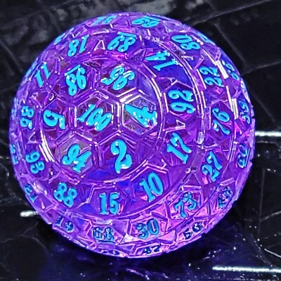 Purple/Blue d100 Hex 100 Sided Die, D100 Game Dice, 100 Sides DnD RPG AD&D