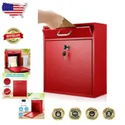 Modern 12x10.5x4.7 Inch Locking Wall Mount Mailbox for Secure Mail Delivery