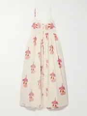 [ALIX OF BOHEMIA] ALIX OF BOHEMIA - Skylar Gathered Floral-print Cotton-voile Midi Dress - Ivory - medium medium Ivory