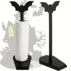 FreeStanding Kitchen Roll Holder Paper Towel Metal Pole Stand Black Halloween